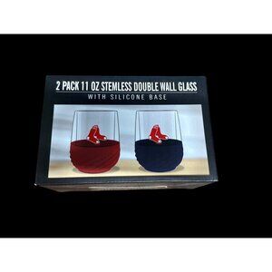 2-Pack 11 oz Stemless Wine Glasses with Silicone Base Boston Red Sox New